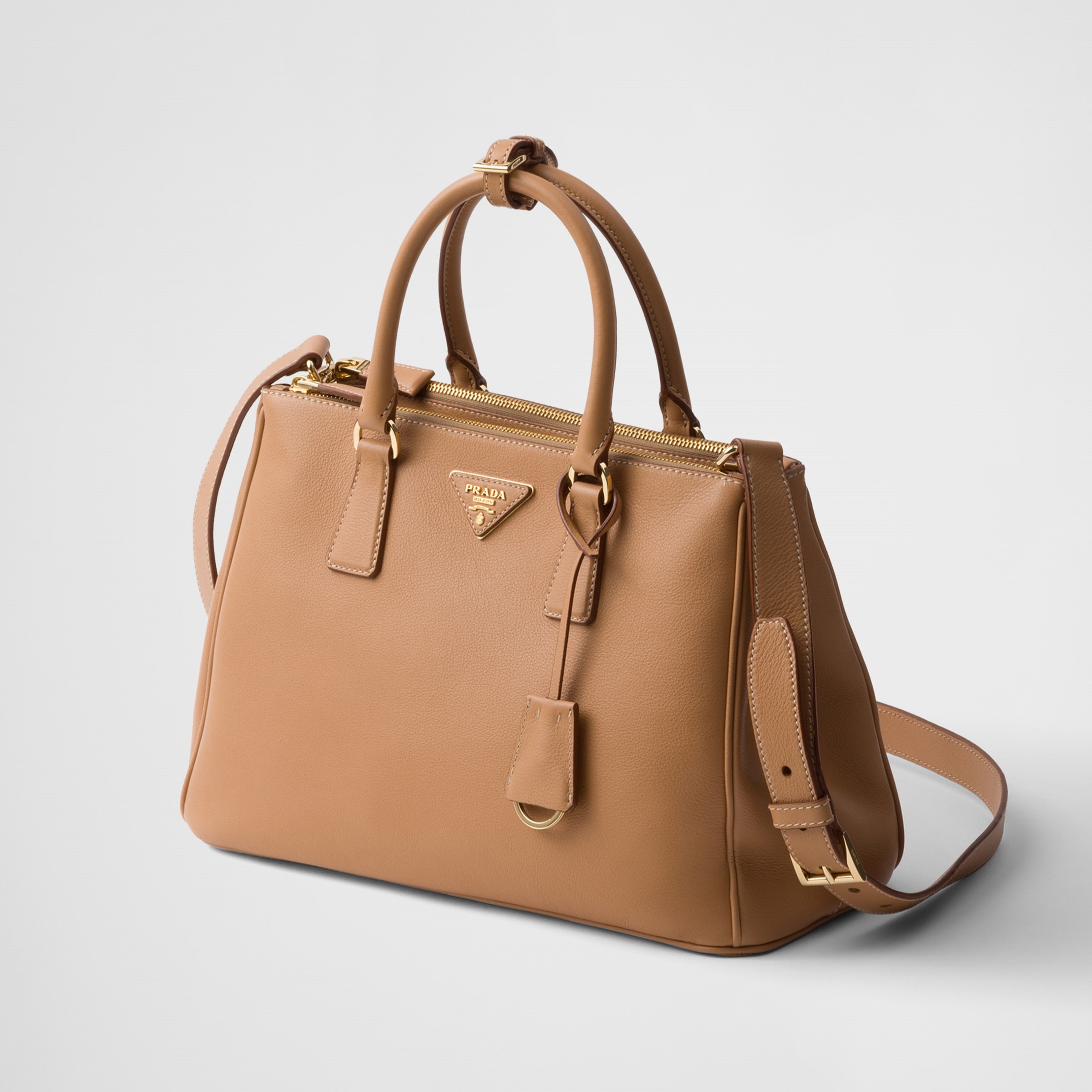 [PRADA] LARGE GALLERIA BAG, SAFFIANO LEATHER – NATURAL