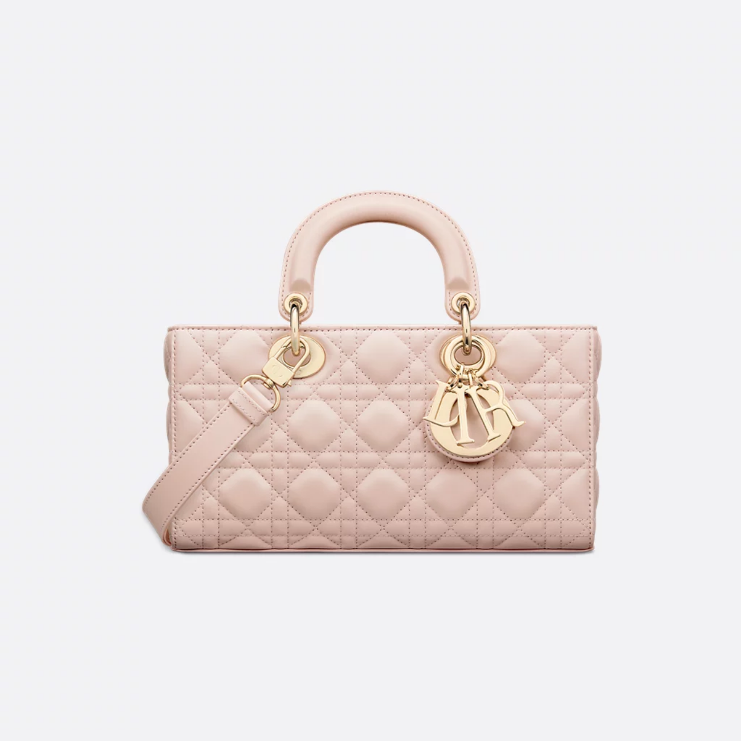 MEDIUM RECTANGULAR TOP HANDLE BAG, LAMBSKIN – POWDER PINK