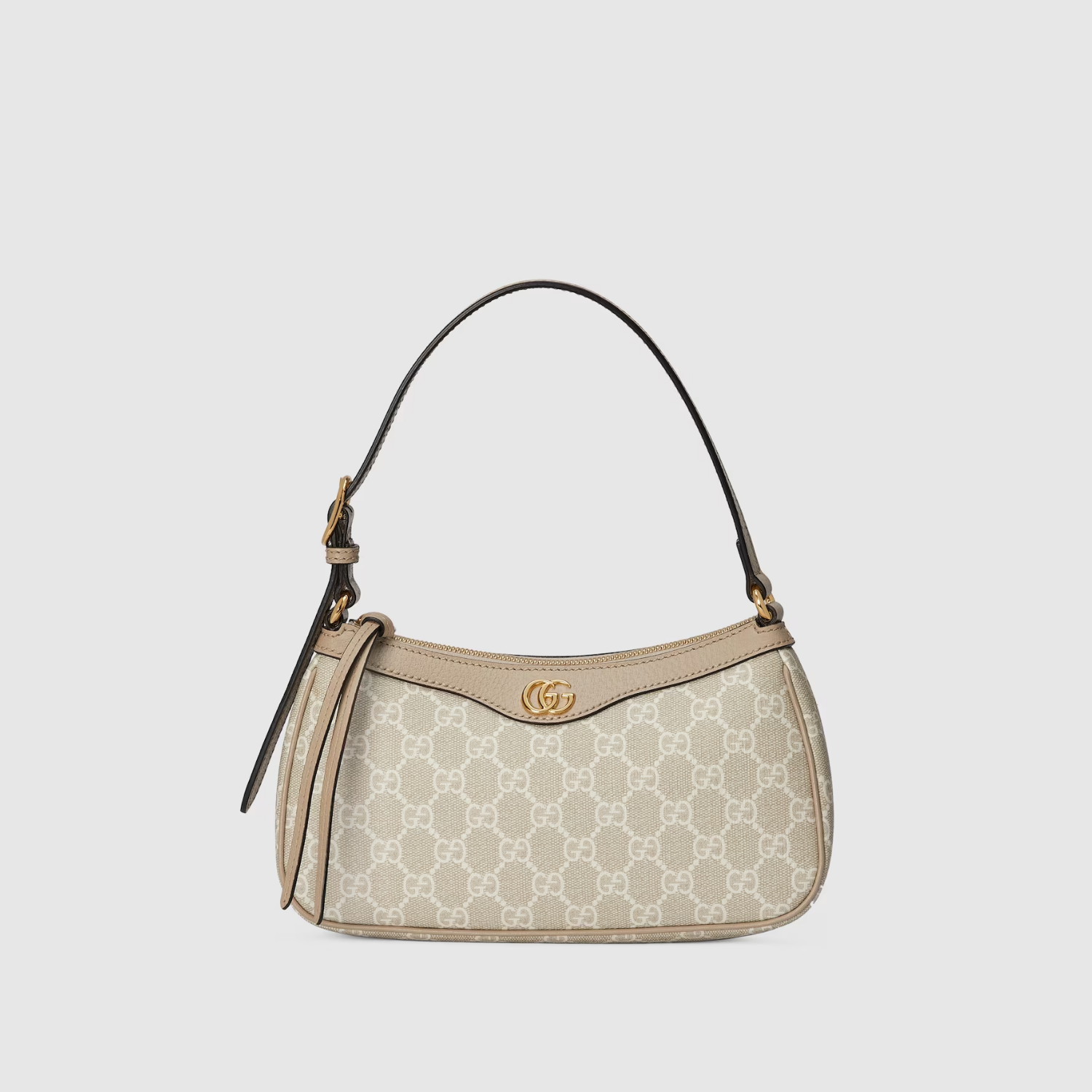 [GG] OPHIDIA SMALL SHOULDER BAG, OATMEAL LEATHER TRIM – BEIGE AND WHITE