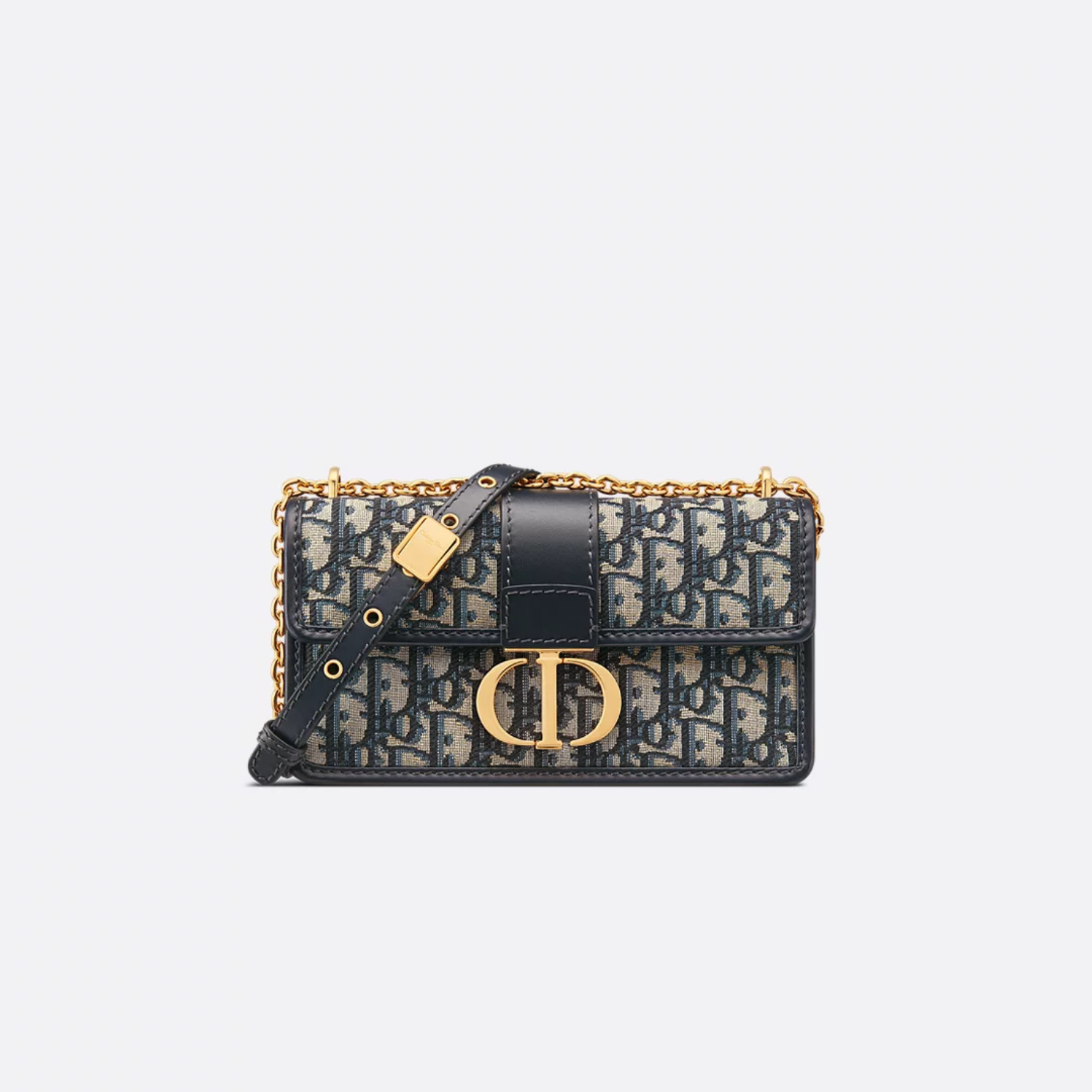 EAST-WEST BAG WITH CHAIN, CALFSKIN – BLUE
