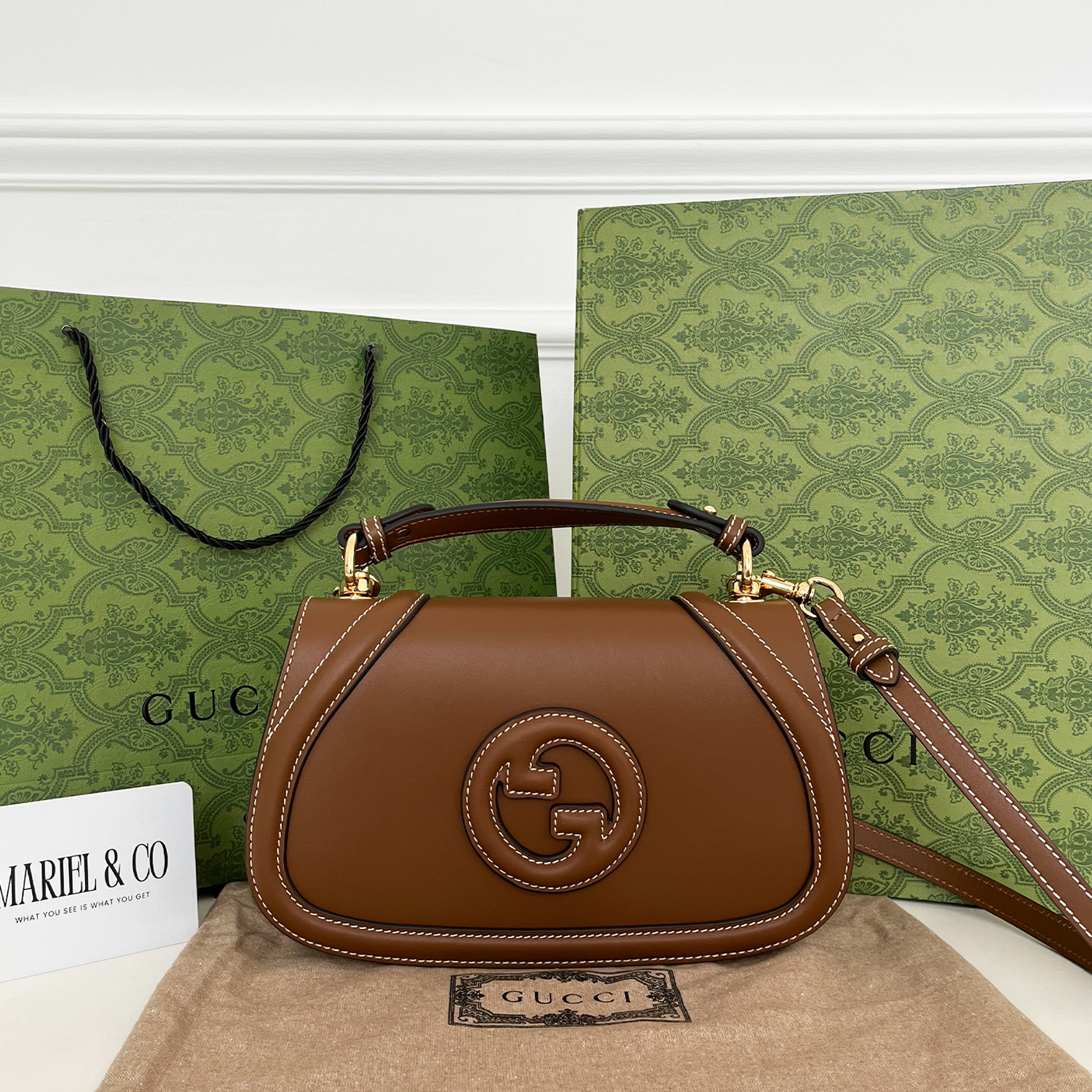 [GG] BLONDIE SMALL TOP HANDLE BAG, BROWN SMOOTH LEATHER – BROWN