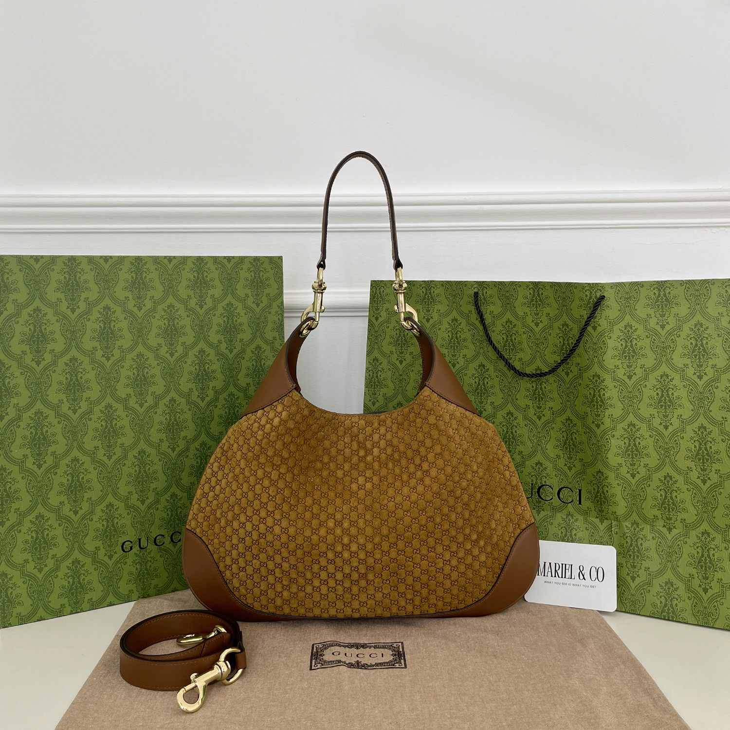 LARGE SHOULDER BAG, BROWN LEATHER – BROWN SUEDE